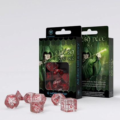 Набор кубиков Elvish Translucent & Red Dice Set (7 шт.), бренду Q-Workshop - KUBIX