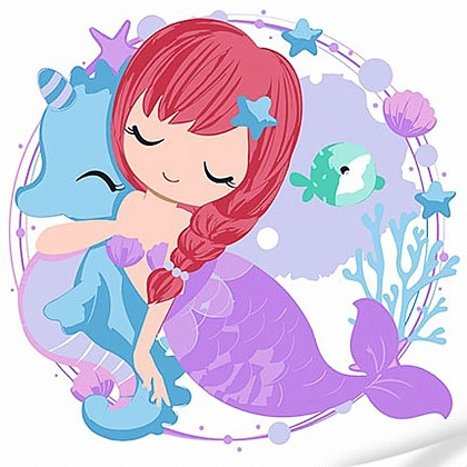 Картина по номерам Русалочка и морской конек (30х30 см), бренду Strateg - KUBIX