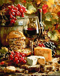 Картина по номерам с вином и сыром (40х50 см)