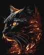 Миниатюра товара Картина по номерам Чёрный огненный кот (40х50 см) - 1