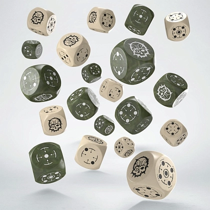 Набор кубиков Crosshairs Compact D6: Бежевый и Оливковый набор кубиков - KUBIX