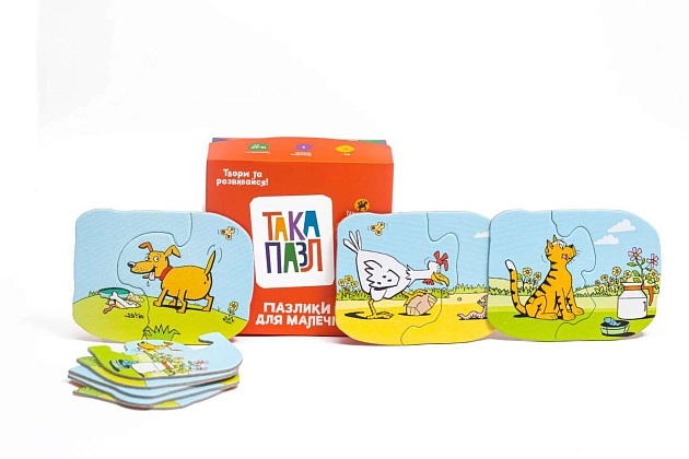 Купити Настольная игра ТАКА ПАЗЛ. Набор Пазликов для малышей "Песик, котик, курочка", бренду Така Мака - 2 - KUBIX Настольная игра ТАКА ПАЗЛ. Набор Пазликов для малышей "Песик, котик, курочка", бренду Така Мака, для 1-1 гравців, час гри < 30мин. - 2 - KUBIX