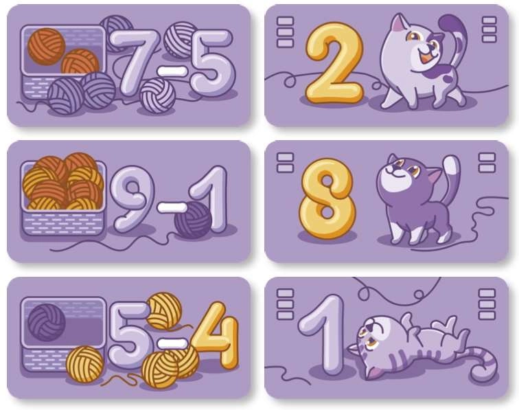 Настольная игра Мурки́тливое вычитание, бренду Мальвы, для 2-4 гравців, час гри < 30мин. - 3 - KUBIX