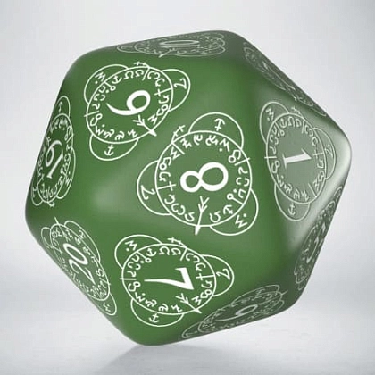Кубик D20 Level Counter Green & white Die, бренду Q-Workshop - KUBIX