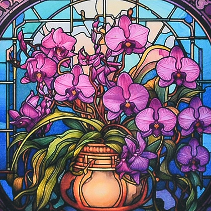 Алмазна мозаїка Магія орхідей (30х30 см) не повна викладка, бренду Strateg - KUBIX