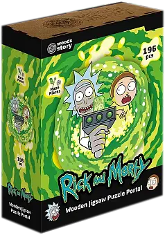 Фигурный деревянный пазл Rick & Morty Портал XL