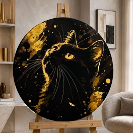 Картина по номерам Чёрный кот (Ø45 см)