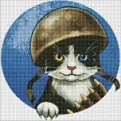 Мініатюра товару Алмазна мозаїка Войовничий котик (40х40 см) - 1
