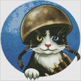 Алмазна мозаїка Войовничий котик (40х40 см)