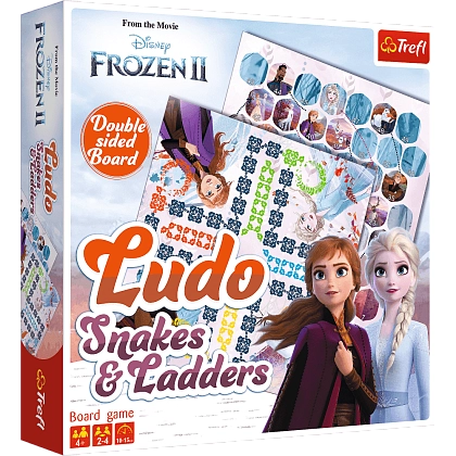 Настільна гра Крижане Серце ІІ: Лудо. Змії та Драбини (Frozen II: Ludo. Snakes and Ladders), бренду Trefl, для 2-4 гравців, час гри < 30хв. - KUBIX