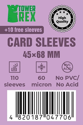 Протектори 60 micron 45*68 (Cards Sleeves 60 micron 44*68), бренду Tower Rex - KUBIX