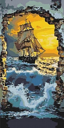 Алмазна мозаїка Корабель у морі (40х80 см)