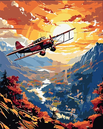 Картина по номерам На літаку (40х50 см), бренду Origami - KUBIX