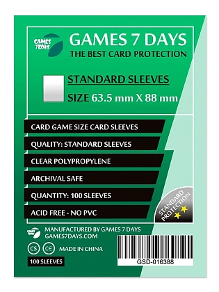 Протектори Games7Days (63.5 x 88 мм) Standard Card Game (100 шт), бренду Games 7Days - KUBIX