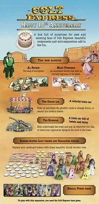 Купити Настільна гра Кольт Експрес: з 10-ю річницею (Colt Express: Happy 10th Anniversary), бренду Lord of Boards - 2 - KUBIX Настільна гра Кольт Експрес: з 10-ю річницею (Colt Express: Happy 10th Anniversary), бренду Lord of Boards, для 2-7 гравців, час гри < 60хв. - 2 - KUBIX
