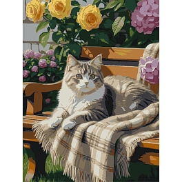 Картина по номерам Отдыхающий кот (30х40 см)