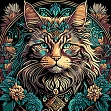 Миниатюра товара Картина по номерам Магия кота и цветов (30х30 см) - 1