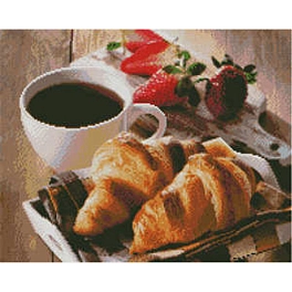 Алмазная мозаика Утренний кофе с круассанами (40х50 см)
