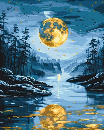 Картина по номерам Вечірній пейзаж (40х50 см), бренду Origami - KUBIX