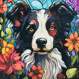Алмазна мозаїка Пес у світлі кольорів (30х30 см) не повна викладка