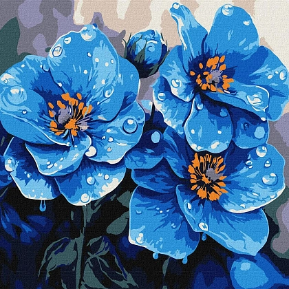 Картина по номерам Голубые фиалки (30х30 см), бренду Идейка - KUBIX