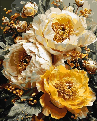 Картина по номерам Симфонія півоній (40х50 см), бренду Origami - KUBIX