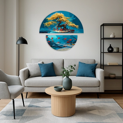 Картина по номерам Магия природы суша и море (полукруги) (70х70 см), бренду Origami - KUBIX