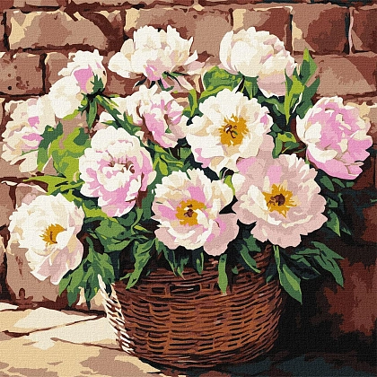 Картина по номерам Ніжні квіти у кошику (40х40 см), бренду Ідейка - KUBIX