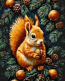 Картина по номерам Білка з горіхом (40х50 см)