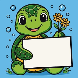 Картина по номерам Черепаха с открыткой (20х20 см)