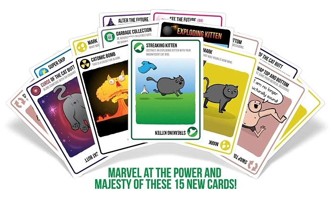 Настольная игра Взрывные Кошки. Плутоватые кошки (Exploding Kittens: Streaking kittens), бренду Exploding Kittens, для 2-5 гравців, час гри < 30мин. - 2 - KUBIX