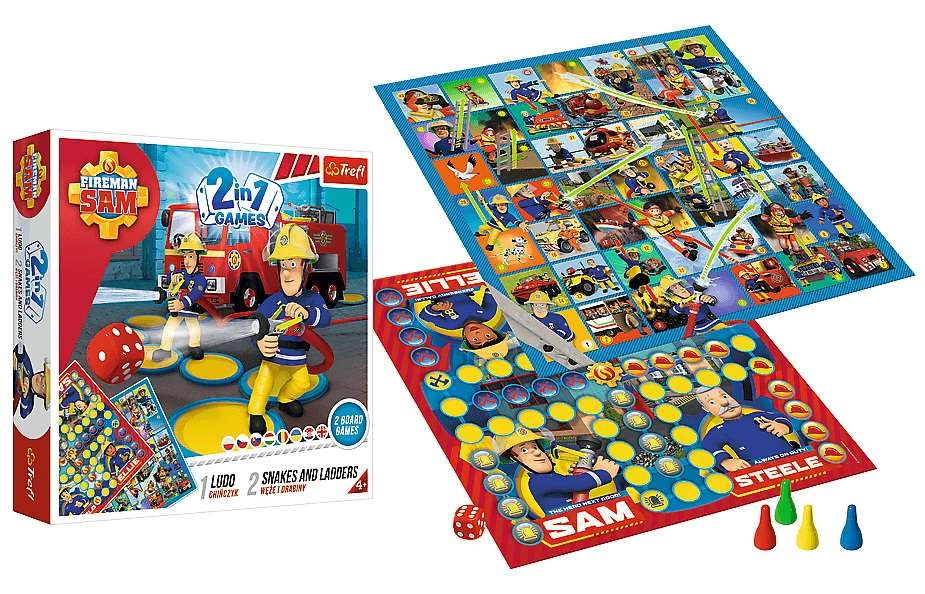 Настольная игра Пожарный Сэм: Лудо + Змейки и Лестницы 2 в 1 (Fireman Sam: Ludo + Snakes & Ladders 2 in 1), бренду Trefl, для 2-4 гравців, час гри < 30мин. - 3 - KUBIX
