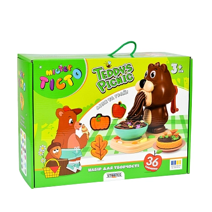 Набір для творчості Містер тісто Teddy's Picnic Strateg українською мовою (41033), бренду Strateg - KUBIX