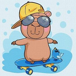 Картина по номерам Капібара на скейті (30х30 см)