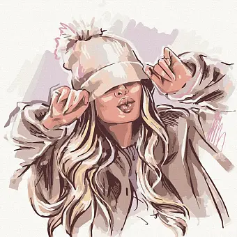 Картина по номерам Winter girl (30х40 см) - KUBIX Картина по номерам Winter girl (30х40 см)