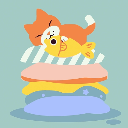 Картина по номерам Кот на подушке с лакомствами (20х20 см), бренду Strateg - KUBIX