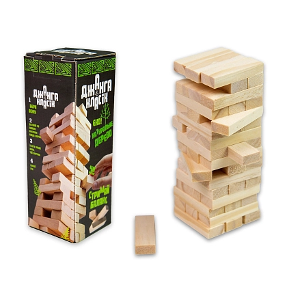 Настольная игра Дженга классик Эко мини (Jenga classic eco mini), бренду Strateg, для 2-6 гравців, час гри < 30мин. - 3 - KUBIX
