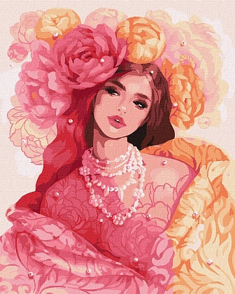 Картина по номерам Дівчина у півоніях (40х50 см), бренду Ідейка - KUBIX