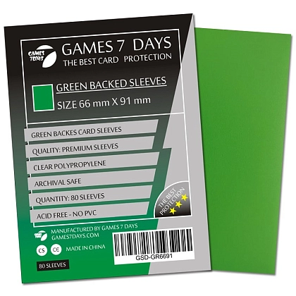 Протектори Games7Days (66 х 91 мм / 63.5x88 мм) Green Premium MTG (80 шт), бренду Games 7Days - KUBIX
