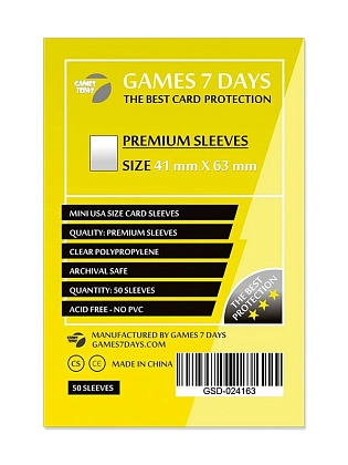 Протектори Premium Mini USA (50 шт) (41 x 63 мм), бренду Games 7Days - KUBIX