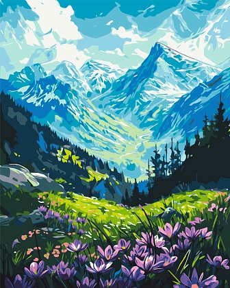 Картина по номерам У подножья гор (40х50 см), бренду Origami - KUBIX