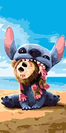 Картина по номерам Момент счастья - Стич на пляже (40х80 см)