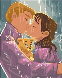 Картина по номерам "Поцелуй под дождем" (40х50 см)