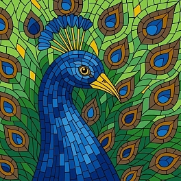 Картина по номерам Витраж Павлин (30х30 см)