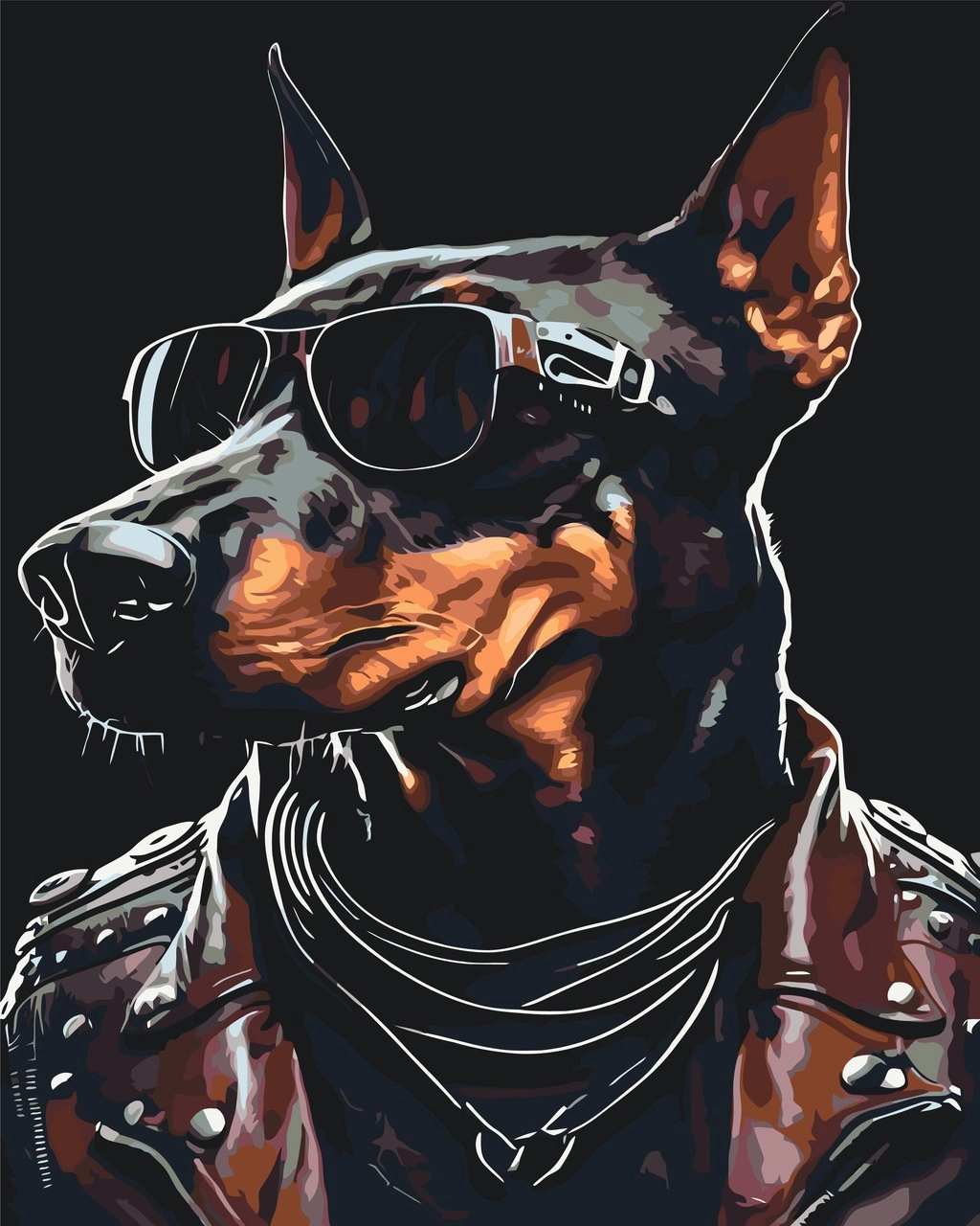 Картина по номерам Доберман (40х50 см), бренду Origami - KUBIX