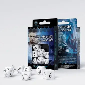Набор кубиков Classic RPG White & black Dice Set (7 шт.) - KUBIX Набор кубиков Classic RPG White & black Dice Set (7 шт.)