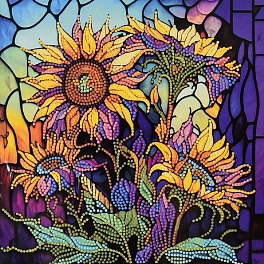 Алмазная мозаика Удивительные подсолнухи 30х30 не полная выкладка