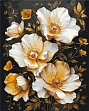 Мініатюра товару Картина по номерам Золоті квіти на чорному фоні (40х50 см) - 1