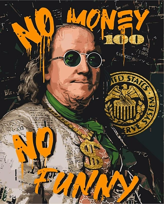 Картина по номерам Франклін No money no funny (40х50 см), бренду Origami - KUBIX