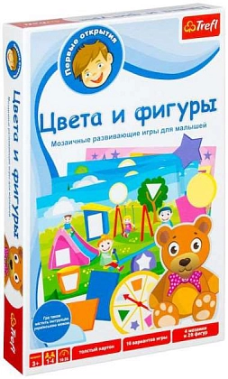 Настільна гра Перші відкриття: Кольори та фігурки, бренду Trefl, для 1-4 гравців, час гри < 30хв. - KUBIX